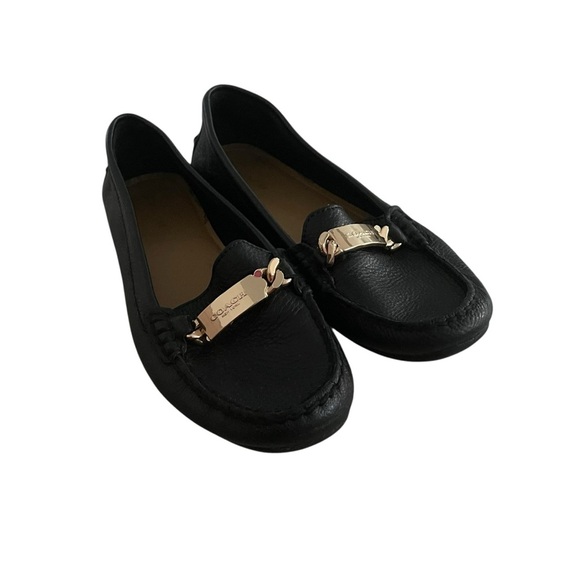 Coach Black and Gold Loafers with Elegant Design Women Size 8 - Picture 1 of 6